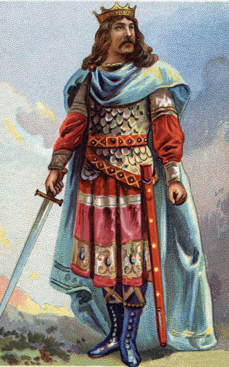Retrato de Clotario IV, rey de los francos de 716 a 718. Cromolitografía alrededor de 1890. de French School