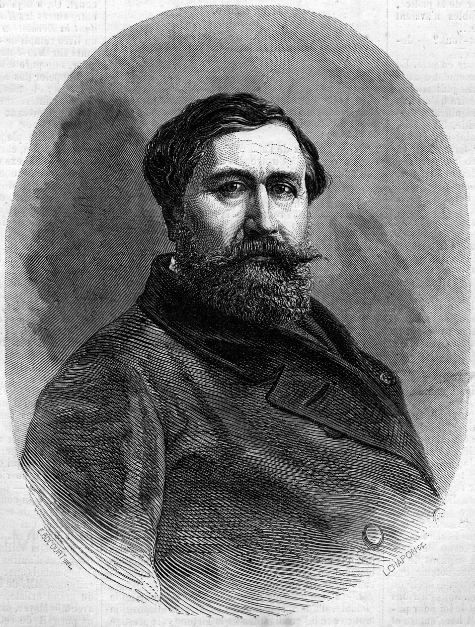 Retrato del Conde Alfred Emilien de Nieuwerkerke (1811-1892), escultor francés y alto funcionario. Grabado en “Le Monde Illustré” n°212 del 4 de mayo de 1861 de French School