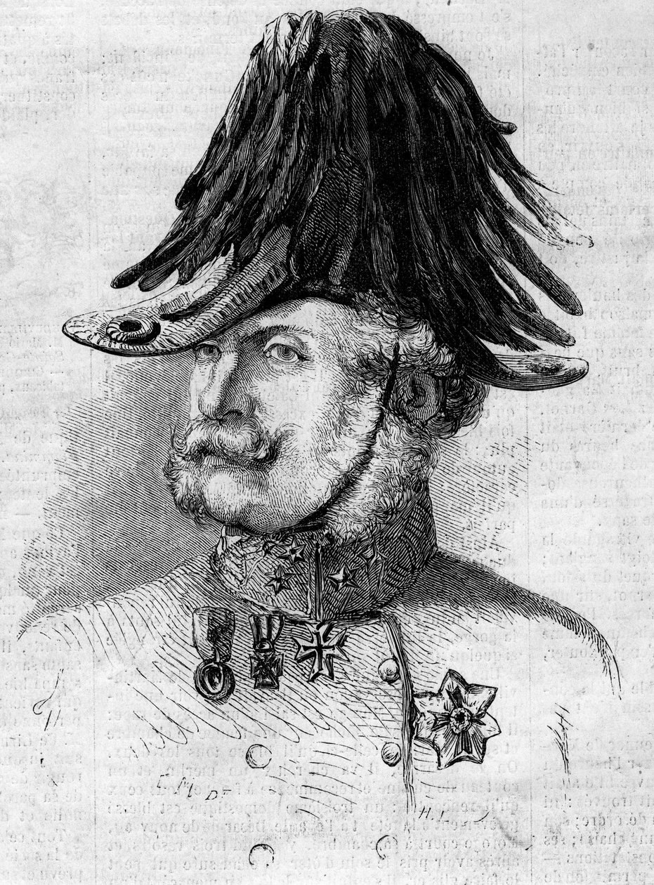 Retrato del Conde Ferencz Gyulai (1797-1868), teniente general comandante de las tropas austriacas en las provincias lombardas. Grabado en 