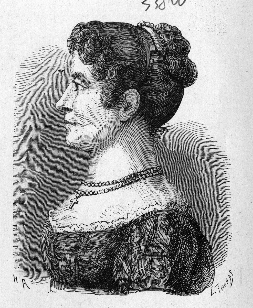 Retrato de Elisa Garnerin, sobrina de Garnerin, quien probó el paracaídas inventado por este último - en "Álbum de Ciencia; eruditos ilustres; Grandes descubrimientos" 1896 de French School