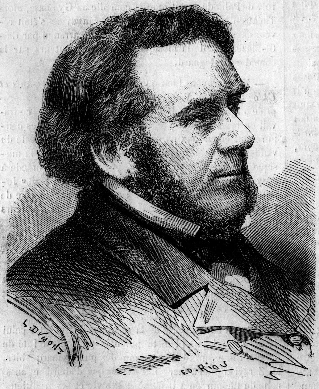 Retrato de Eugene Bethmont (1804-1860), abogado y político francés, ex Ministro de Justicia. Grabado en "Le Monde Illustré" n°156 del 7 de abril de 1860. de French School