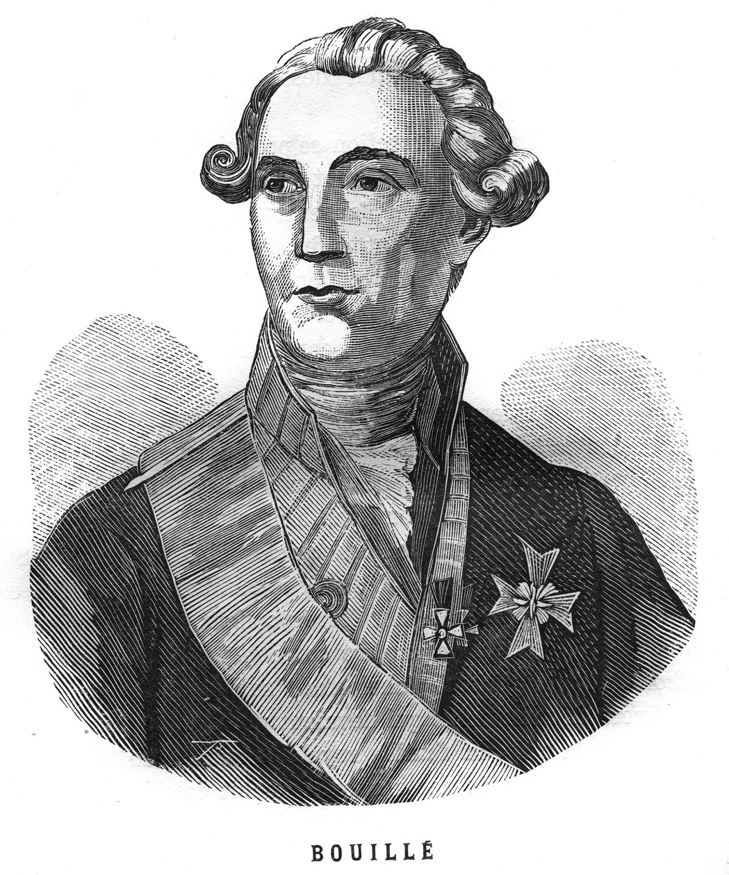 Retrato de François Claude Amour, Marqués de Bouillé (1739-1800), general francés. Grabado en "Les Illustrations De L