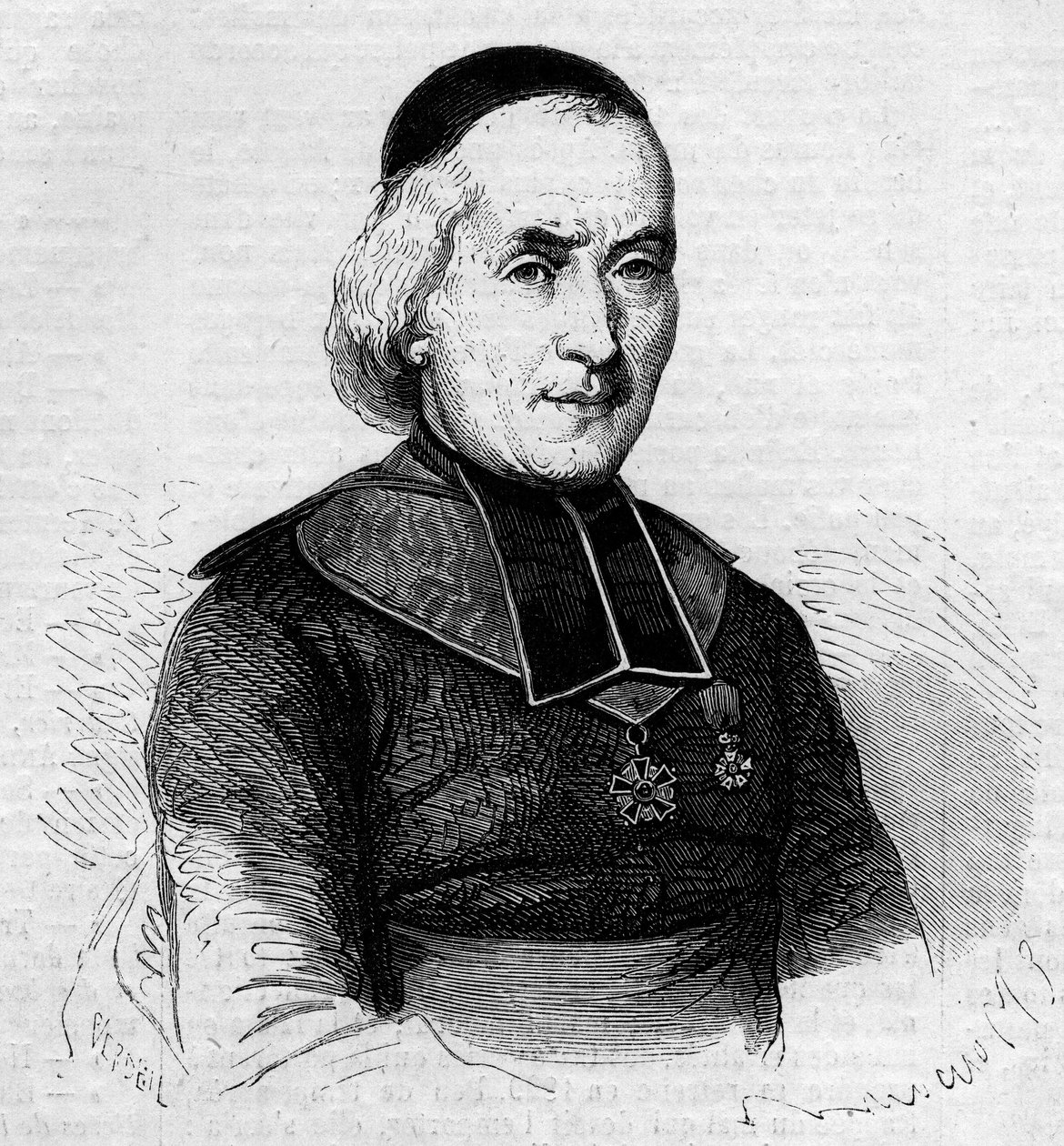 Retrato de Francois Joseph Le Brotier (1799-1885), obispo de Montpellier. Grabado en 