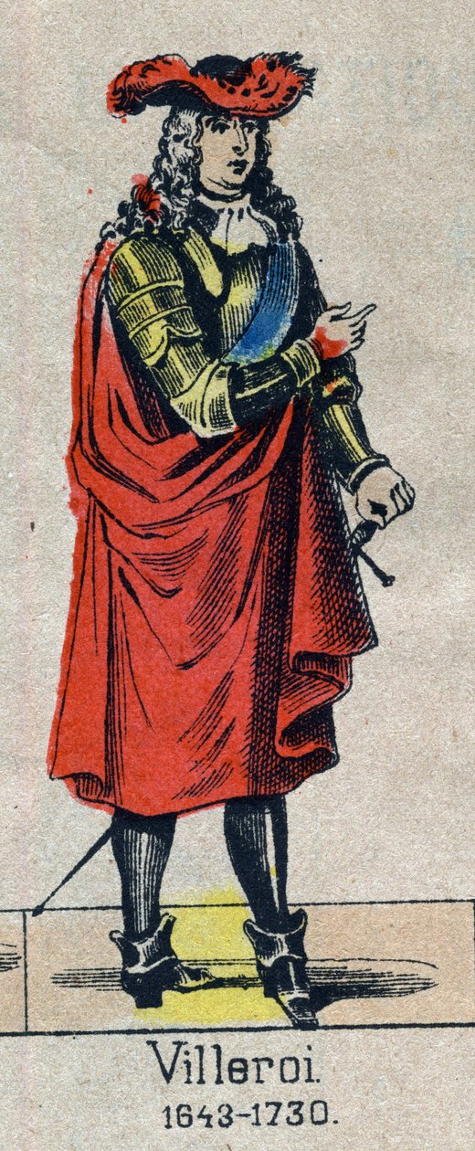 Retrato de François de Neufville, Duque de Villeroi, Mariscal de Francia (1644-1730). Imagen de Épinal de finales del siglo XIX. de French School