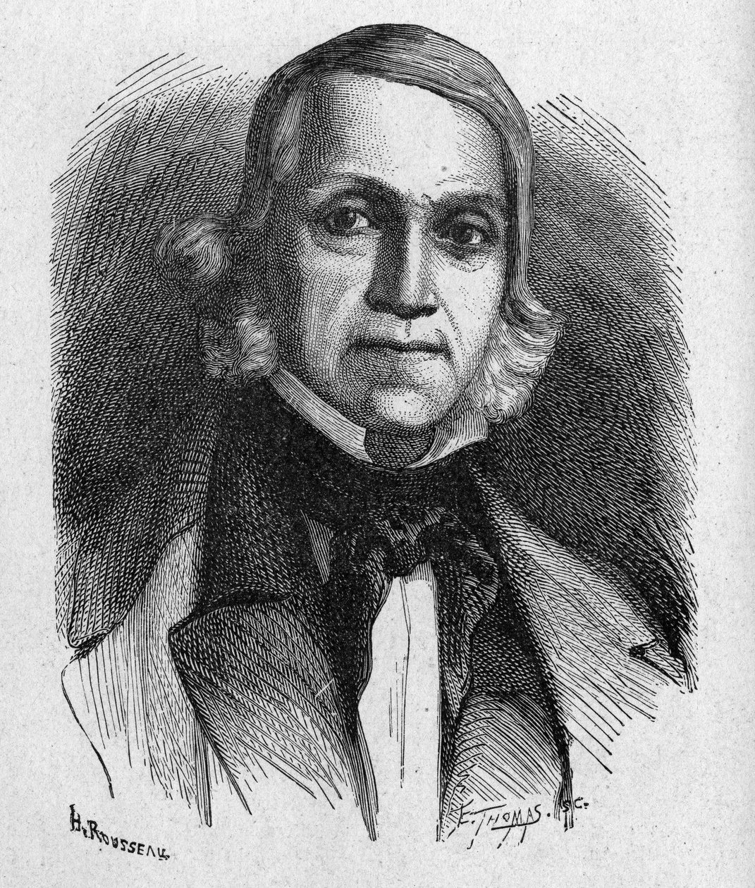 Retrato de François Sudre, inventor de la telegrafía musical - en "Álbum de la Ciencia; eruditos ilustres; Grandes descubrimientos" 1896 de French School