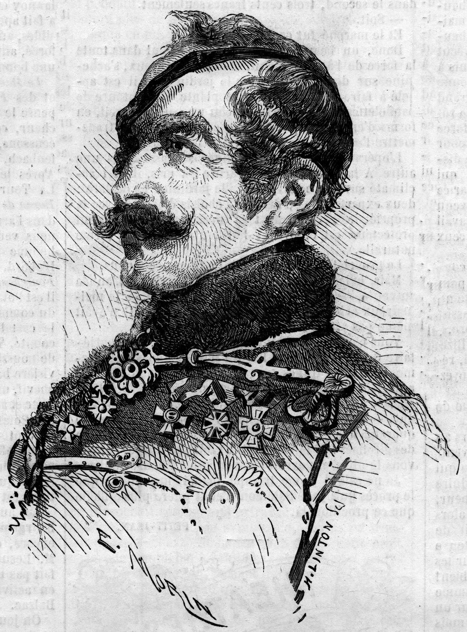 Retrato de Franz von Schlick (1789-1862), mariscal de campo, comandante general del ejército austríaco en Italia durante el Risorgimento en 1859. Grabado en 