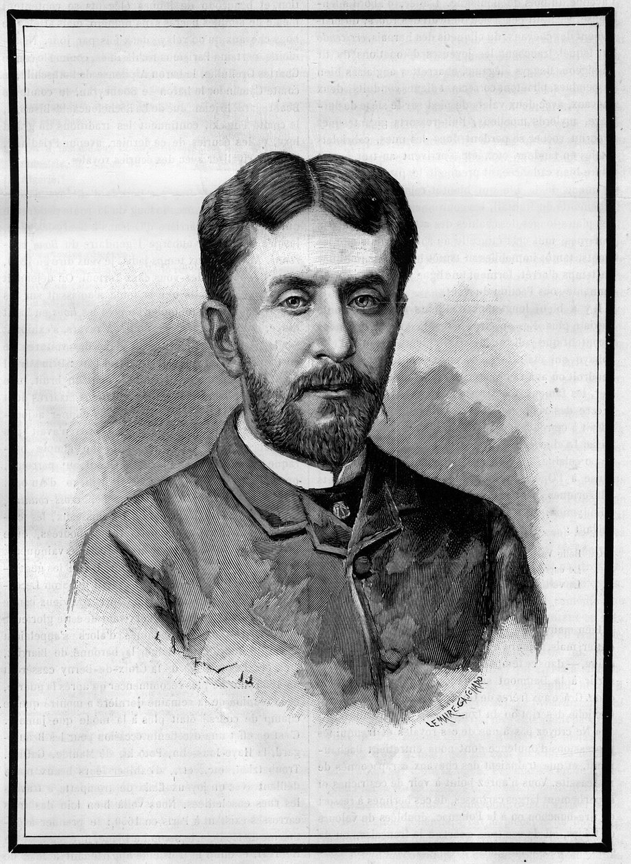 Retrato de Gabriel Charmes (1850-1886), periodista francés. Grabado en "Le Monde Illustré", 8 de mayo de 1886 de French School