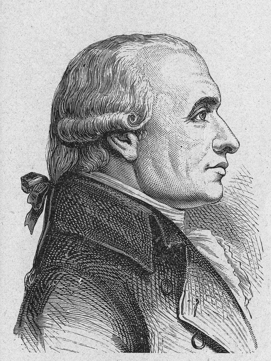 Retrato de Gaspard Monge, Conde de Peluse (1746 - 1818), matemático francés - en “Album de la Ciencia; científicos ilustres; Grandes descubrimientos” 1896. de French School
