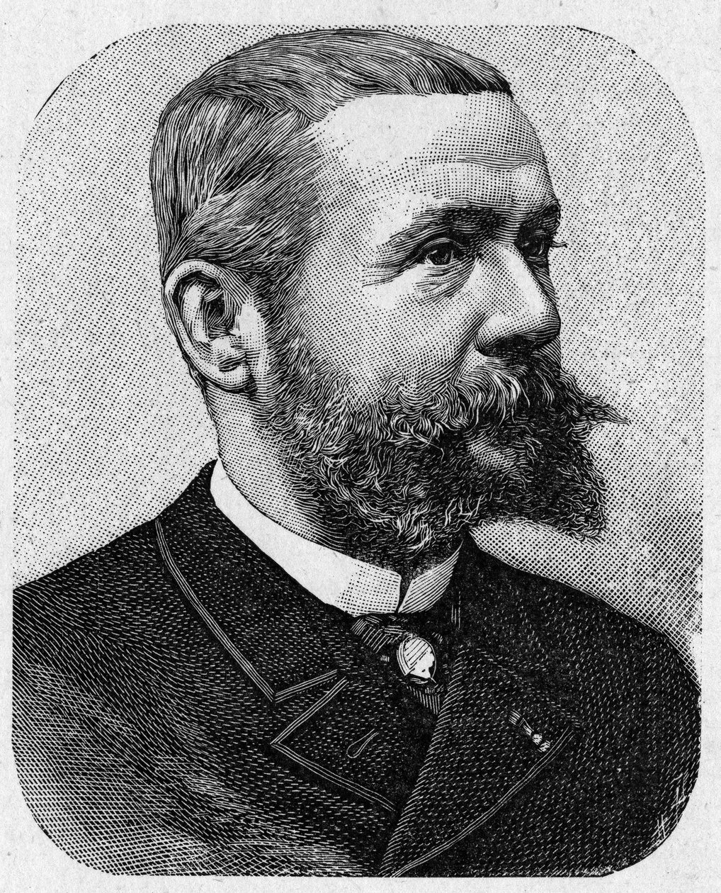 Retrato de Gaston Tissandier (1843 - 1899), aeronauta francés - en "Álbum de Ciencia; eruditos ilustres; Grandes descubrimientos" 1896 de French School