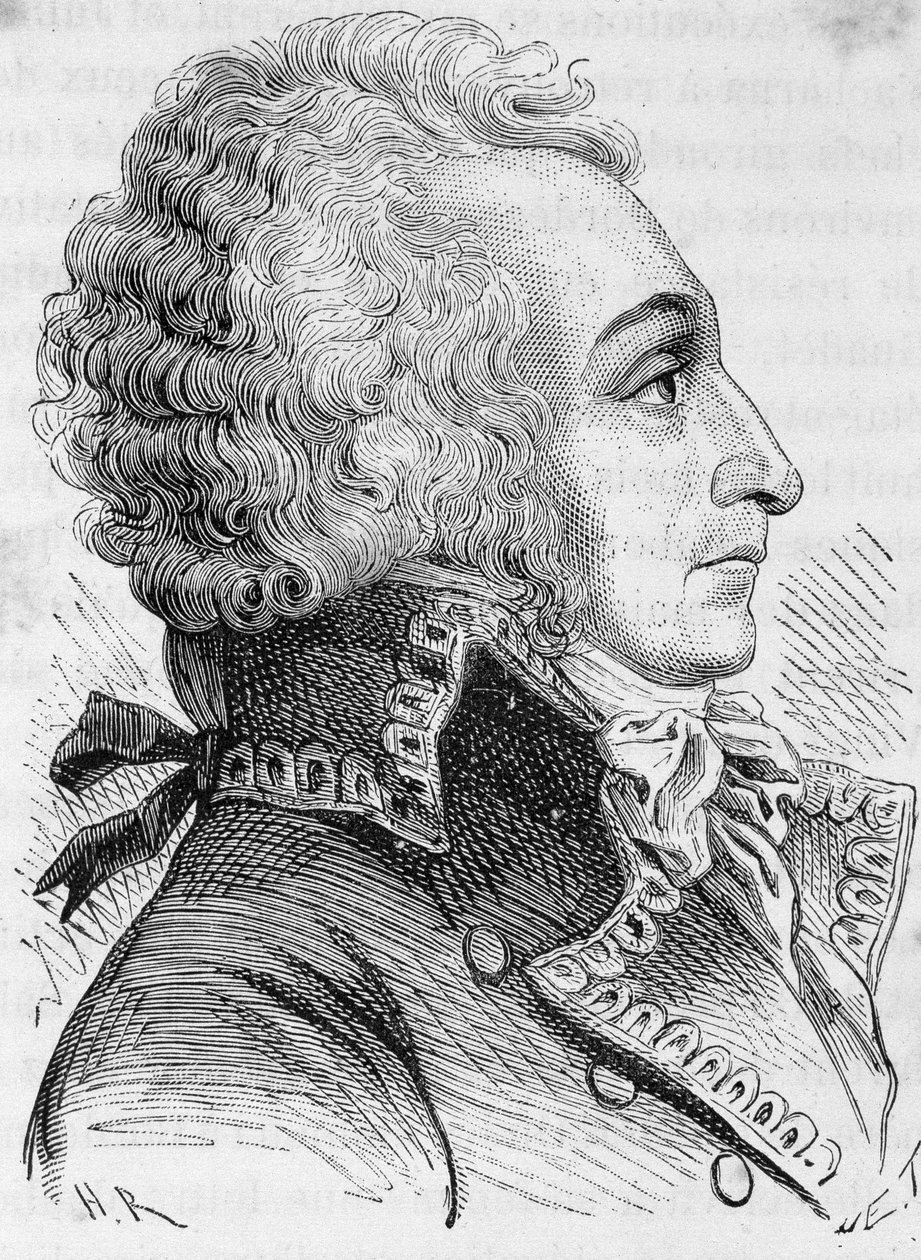 Retrato del General Alexandre Vizconde de Beauharnais (1760-1794), acusado de haber defendido mal Maguncia en 1793, fue guillotinado - en "L