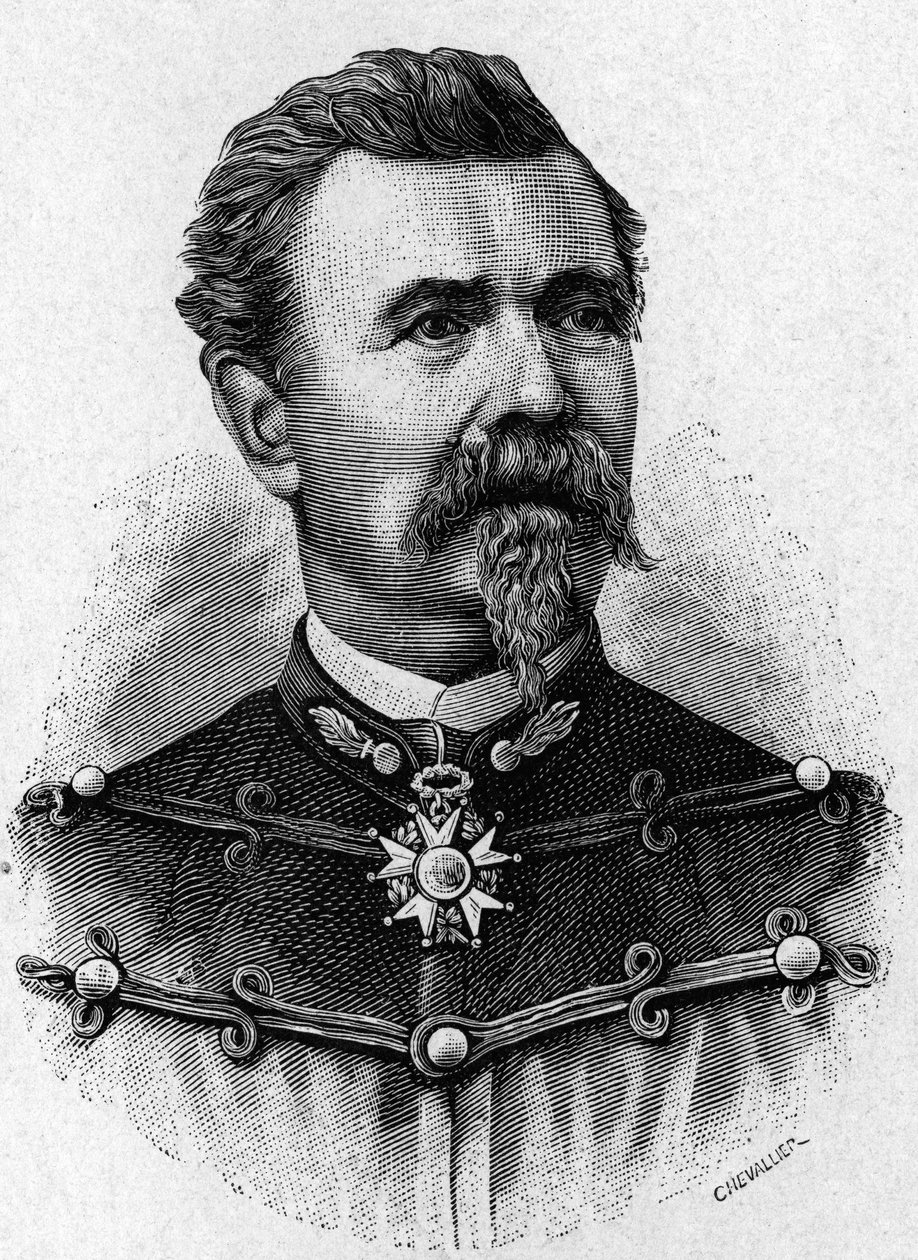 Retrato del General de Reffye - en “Album de la Ciencia; científicos ilustres; Grandes descubrimientos” 1896. de French School