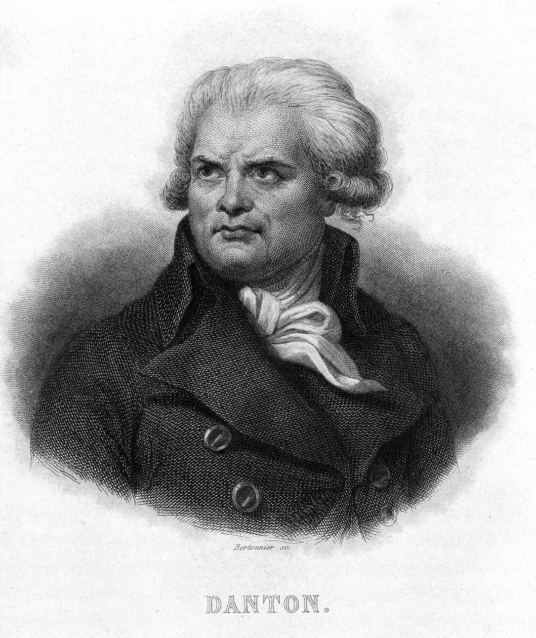 Retrato de George Jacques Danton (1759 - 1794) - en “Revolución francesa” por Thiers. Siglo XIX de French School