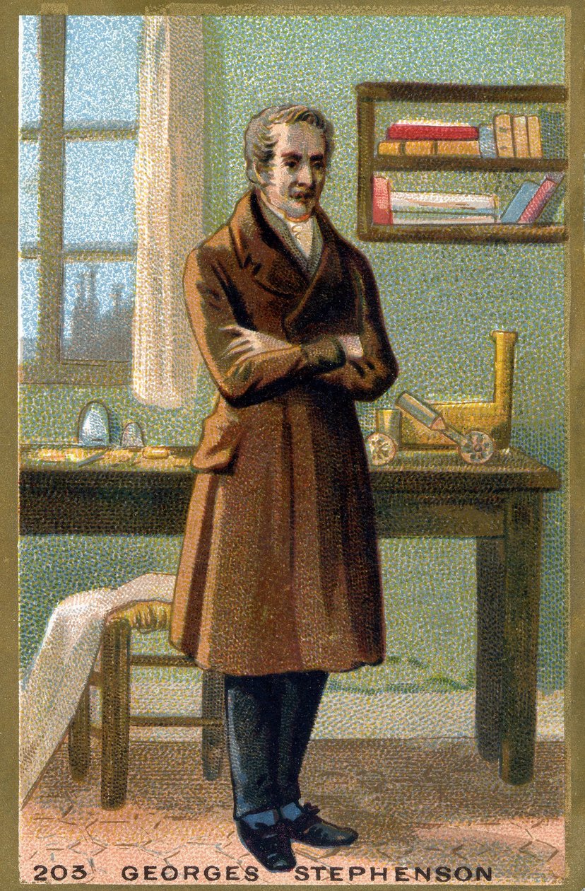 Retrato de George Stephenson (1781-1848). Cromolitografía de finales del siglo XIX de French School