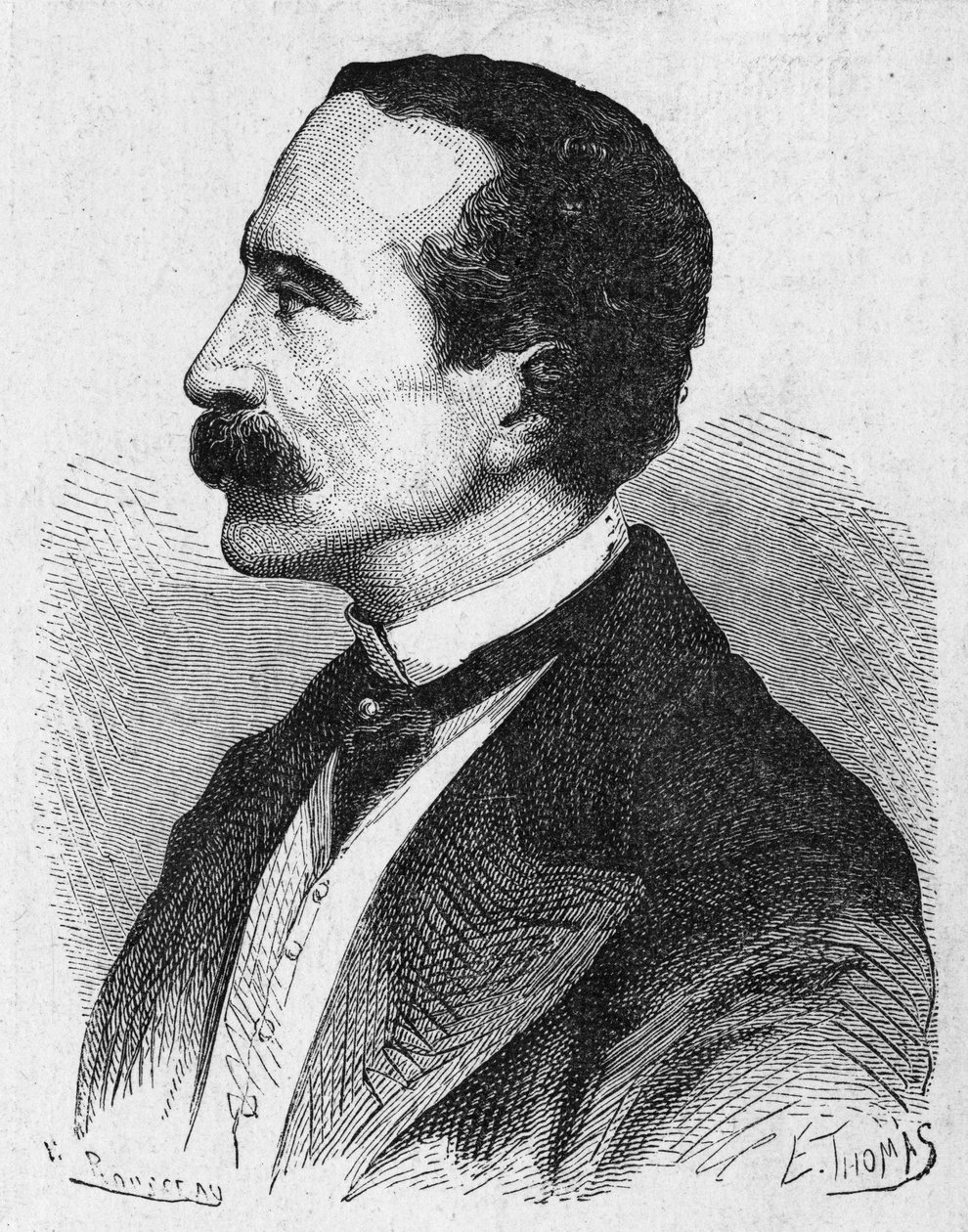 Retrato de Georges Bonelli, el inventor del telégrafo tipográfico - en "Álbum de Ciencia; eruditos ilustres; Grandes descubrimientos" 1896 de French School