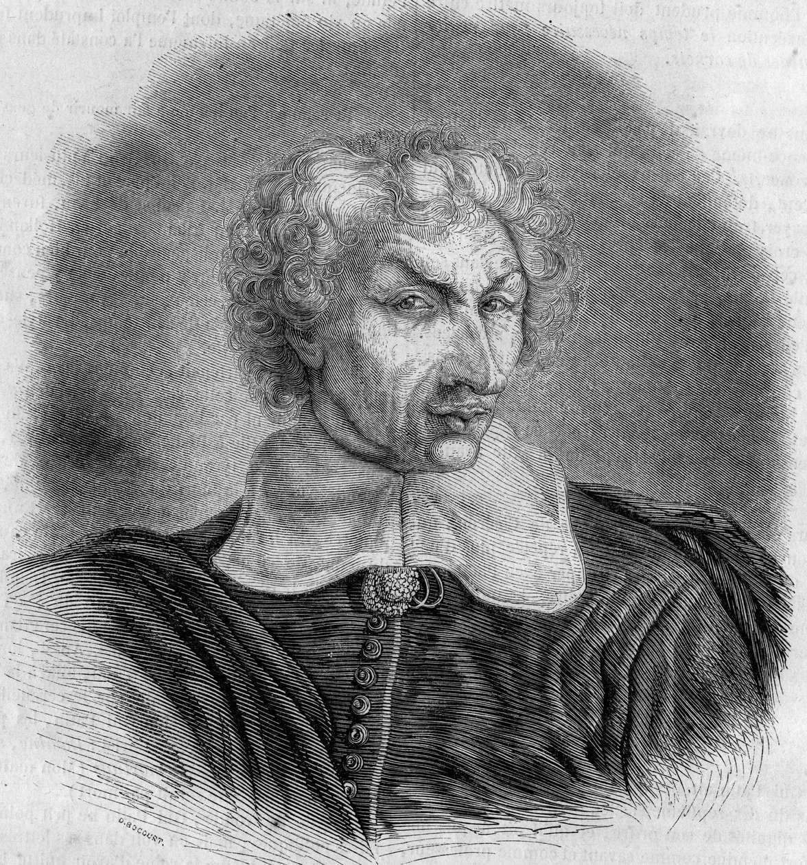Retrato de Gui (Guy) Patin (1601-1672), médico y escritor francés. Grabado de Bocour en “Le Magasin pittoresque” de French School