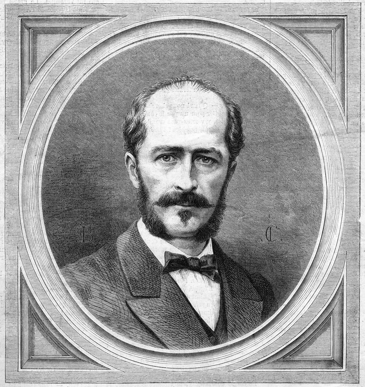 Retrato de Gustave Lambert (1824-1871), hidrógrafo y explorador francés, autor de un proyecto de expedición al Polo Norte. Grabado en “Le Monde Illustré” n°771 del 20 de enero. de French School