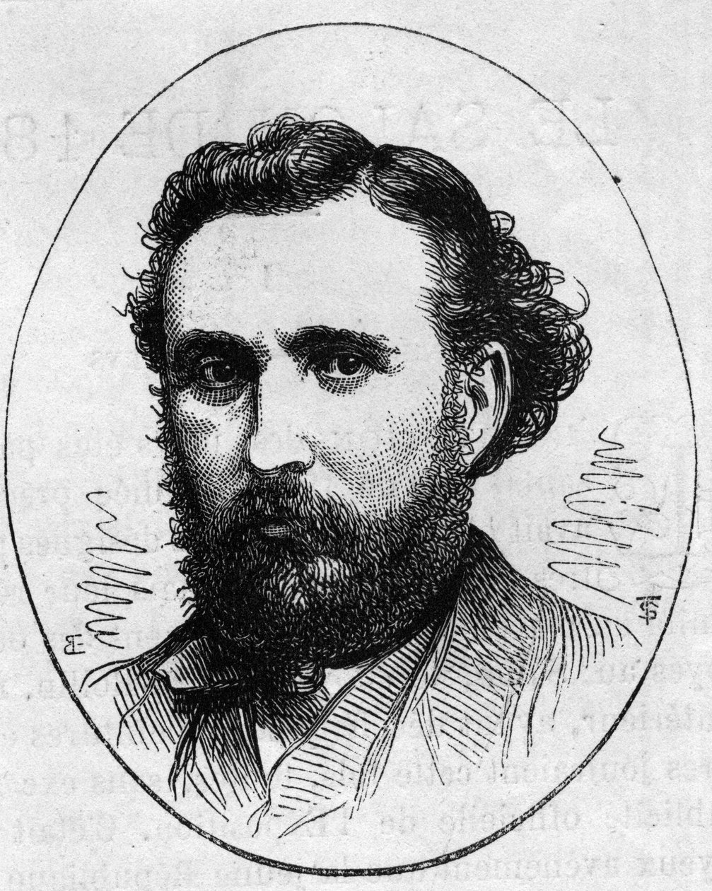 Retrato de Henri Chapu (1833-1891), escultor francés. Grabado en "Le Monde Illustré" n°890 del 2 de mayo de 1874 de French School