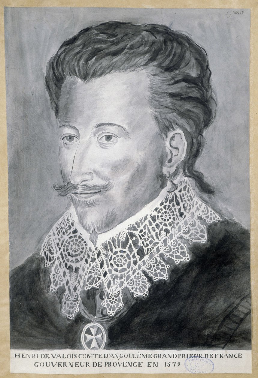 Retrato de Henri de Valois, Conde de Angulema, Gran Prior de Francia, Gobernador de Provenza en 1579 de French School