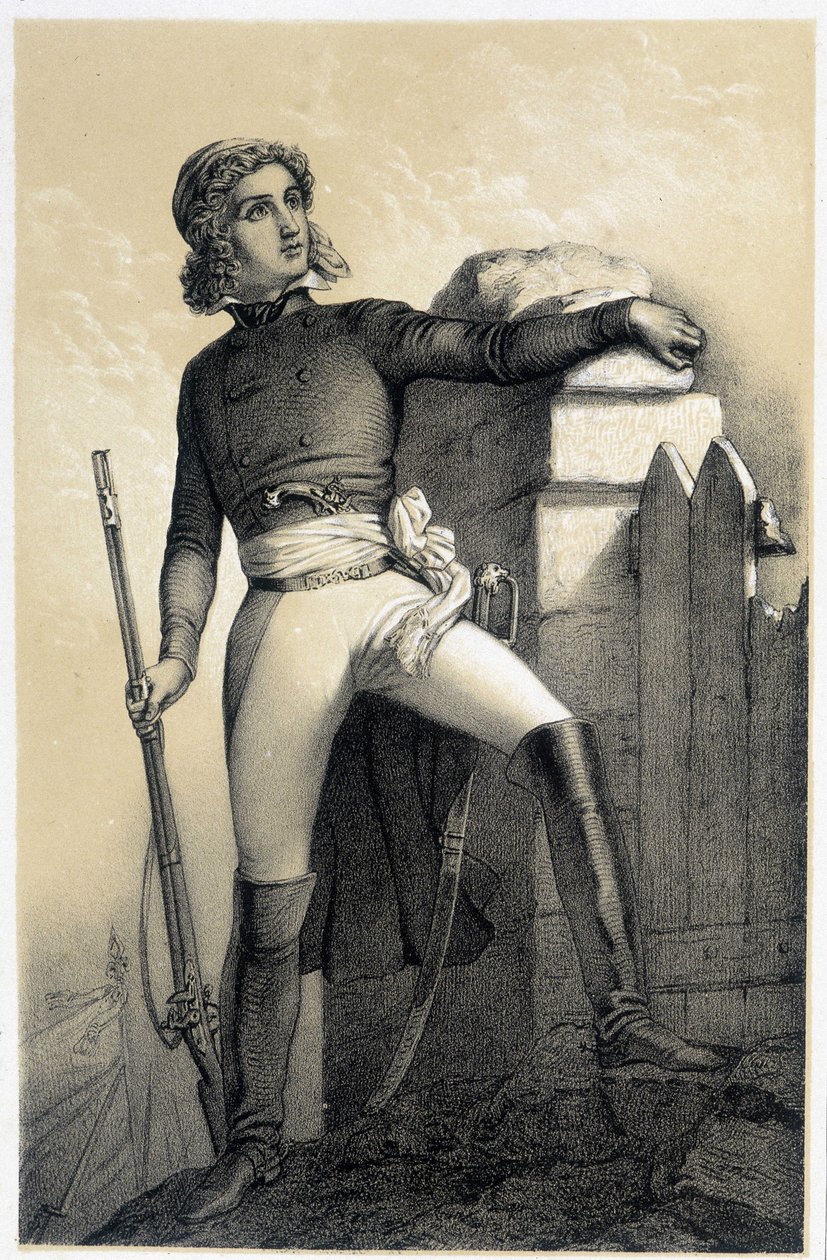 Retrato de Henri du Vergier, Conde de La Rochejaquelein (o Verger de La Rochejacquelein) (1772-1794) - en “Galerie historique de la Revolution francaise” por Albert Maurin de French School