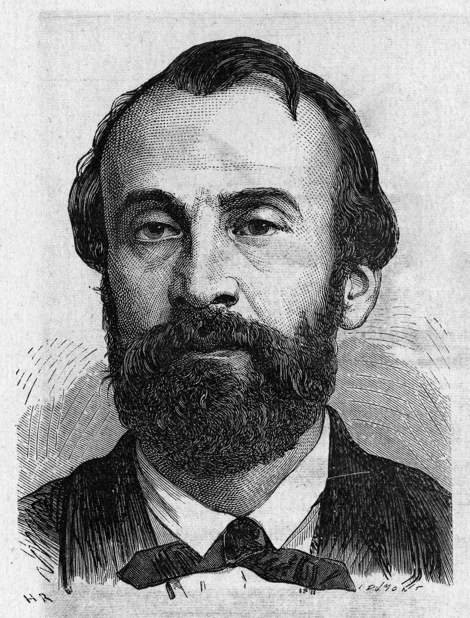 Retrato de Henry Giffard (1825 - 1882), ingeniero francés - en “Álbum de Ciencia; científicos ilustres; Grandes descubrimientos” 1896 de French School