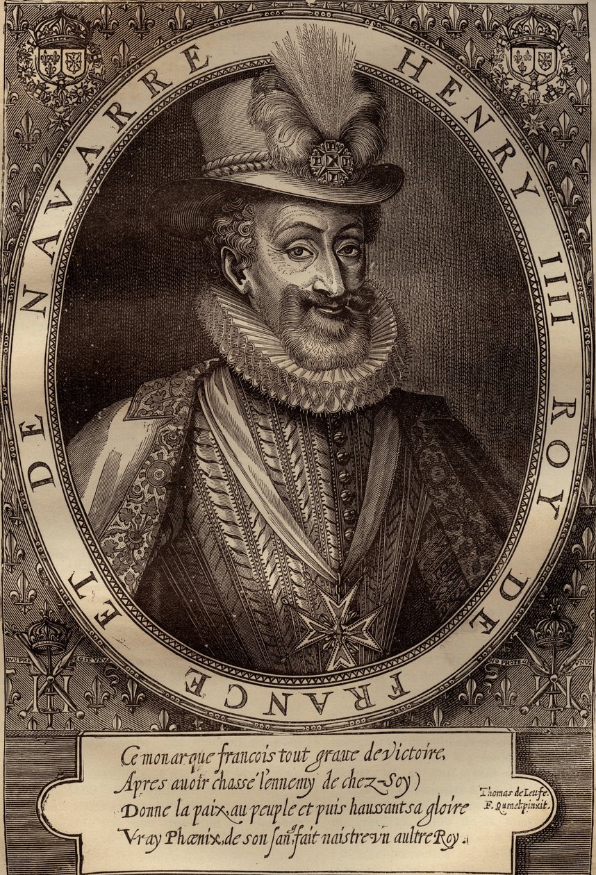 Retrato de Enrique IV (1553-1610) Rey de Francia - Retrato de Enrique IV (1553-1610) Rey de Francia - grabado del siglo XVII de French School