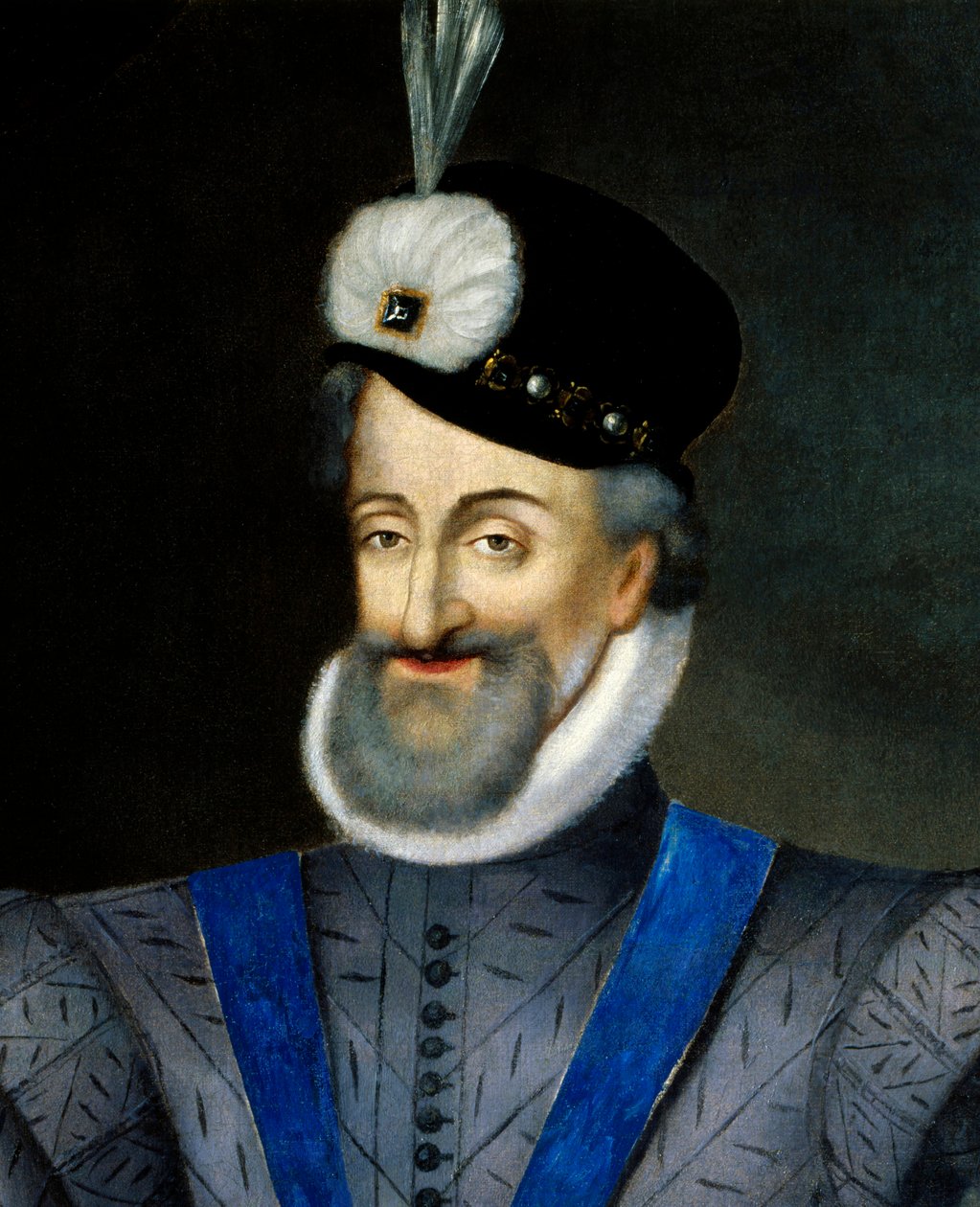 Retrato de Enrique IV (1553-1610) Rey de Francia. Detalle. Pintura anónima francesa del siglo XVII de French School