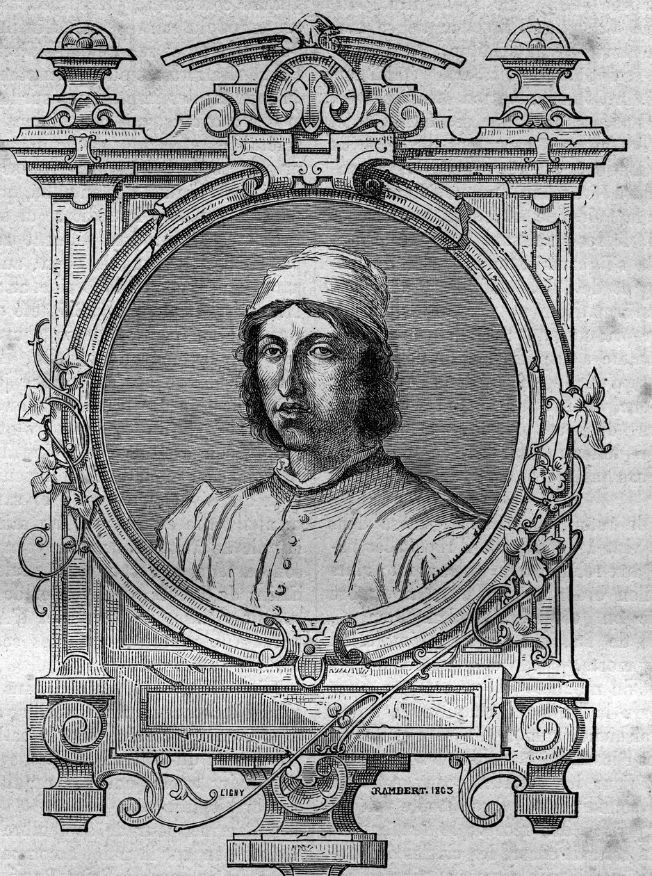 Retrato de Herimar, abad de Saint Denis de Reims (murió en 1070). Grabado en “Histoire des papes-rois-reinas-et-empereurs a través de los siglos” de Maurice Lachatre de French School