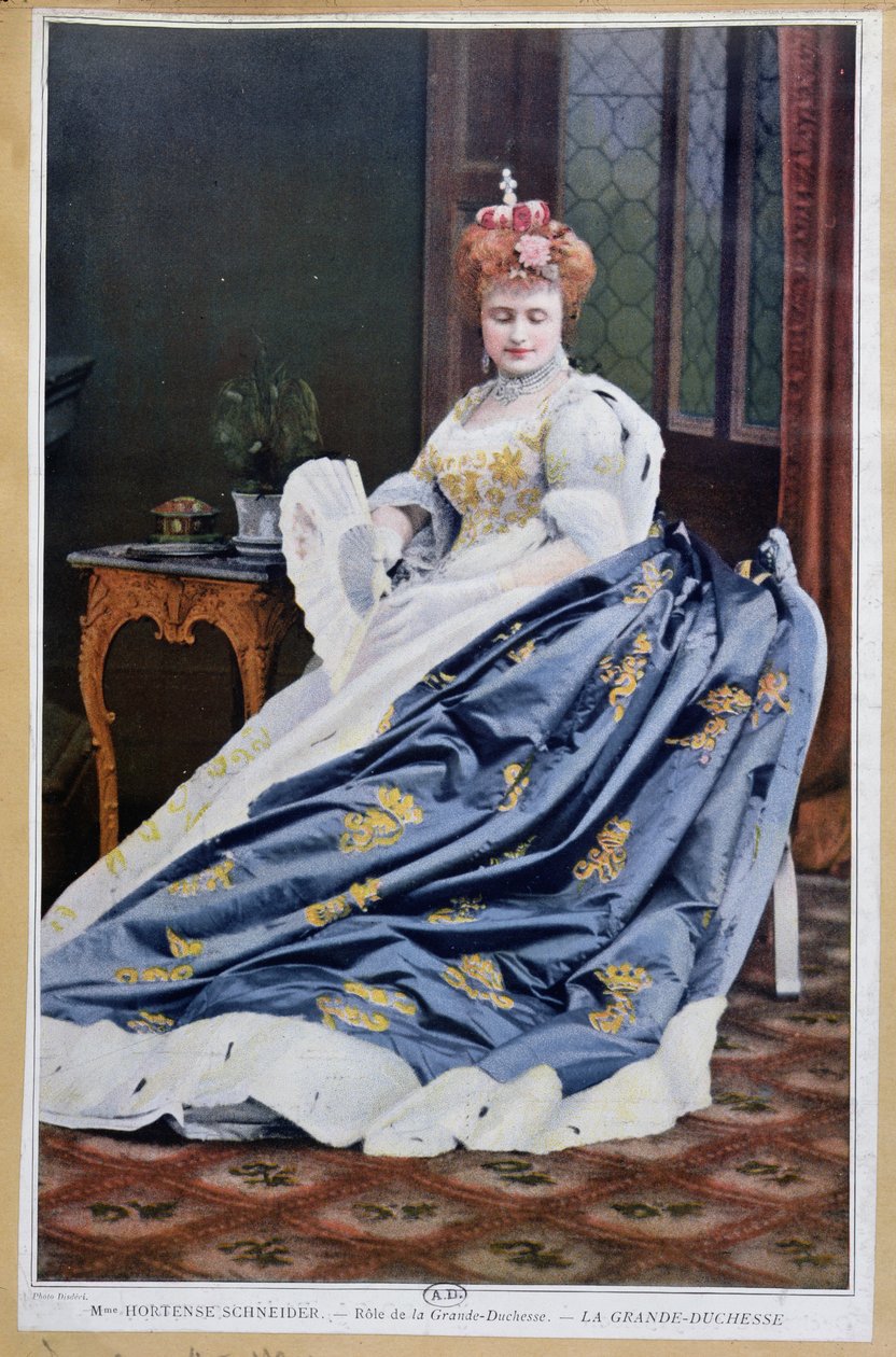 Retrato de Hortense Schneider (1833-1920) en el papel de la Gran Duquesa en La Grande Duchesse de Gerolstein de Jacques Offenbach (1819-90) c.1867 de French School