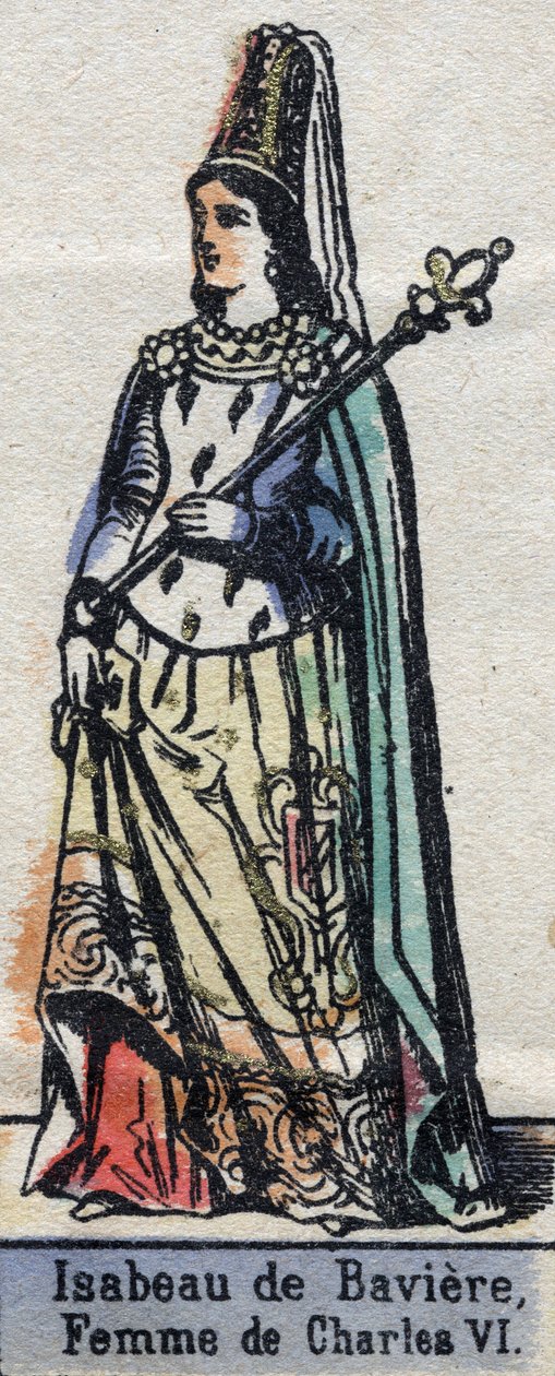 Retrato de Isabeau (Isabelle, Elisabeth) de Baviera (1371-1435), esposa de Carlos VI de Francia. (dinastía Capeto). Ilustración de finales del siglo XIX. de French School