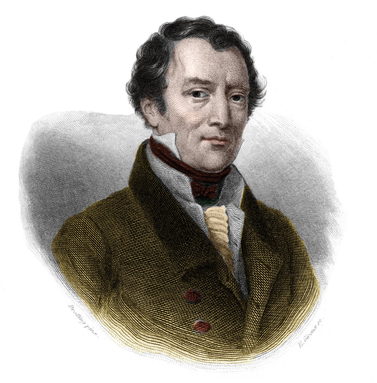 Retrato de Jacques-Antoine (Jacques Antoine) Manuel (1775-1827), abogado y político francés. en "Book of Speakers" de Louis de Cormenin Timon. 1842. Colección privada. de French School
