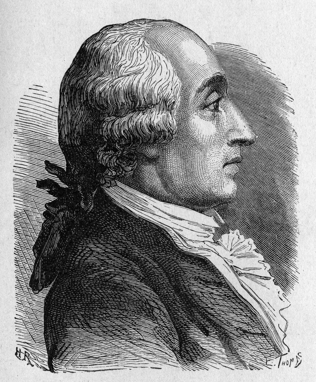 Retrato de Jacques Alexandre César Charles (1746 - 1823), físico francés - en "Álbum de Ciencia; científicos ilustres; Grandes descubrimientos" 1896 de French School