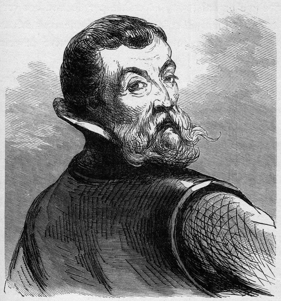 Retrato de Jacques Cartier (1491-1557). Navegante y explorador francés. Grabado en “La Marine et les colonies: commerce” de French School