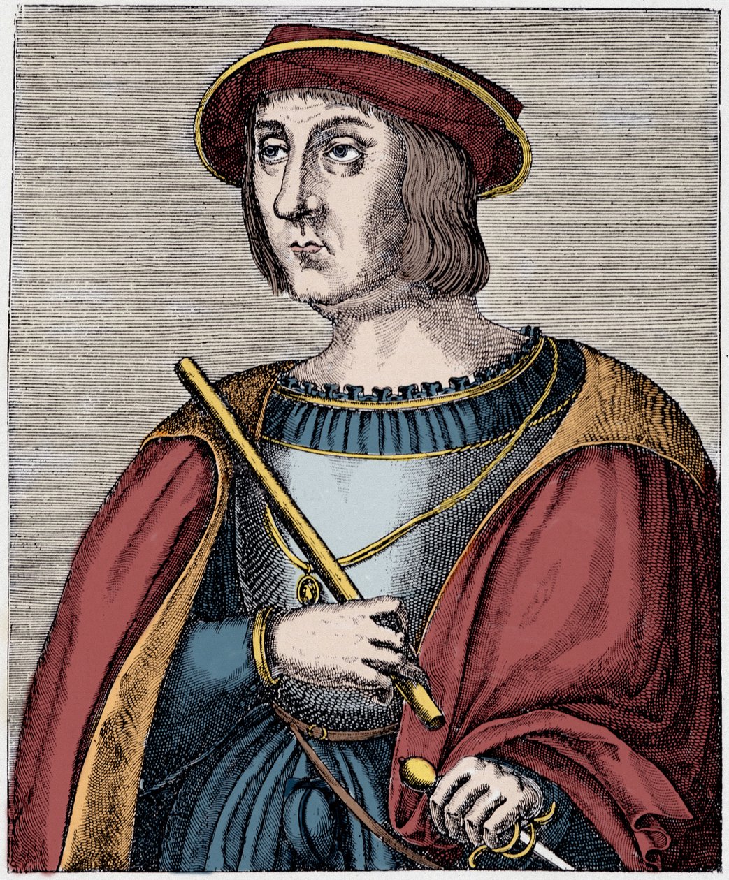 Retrato de Jacques II de Chabannes (La Palice) (1470-1525) grabado de 