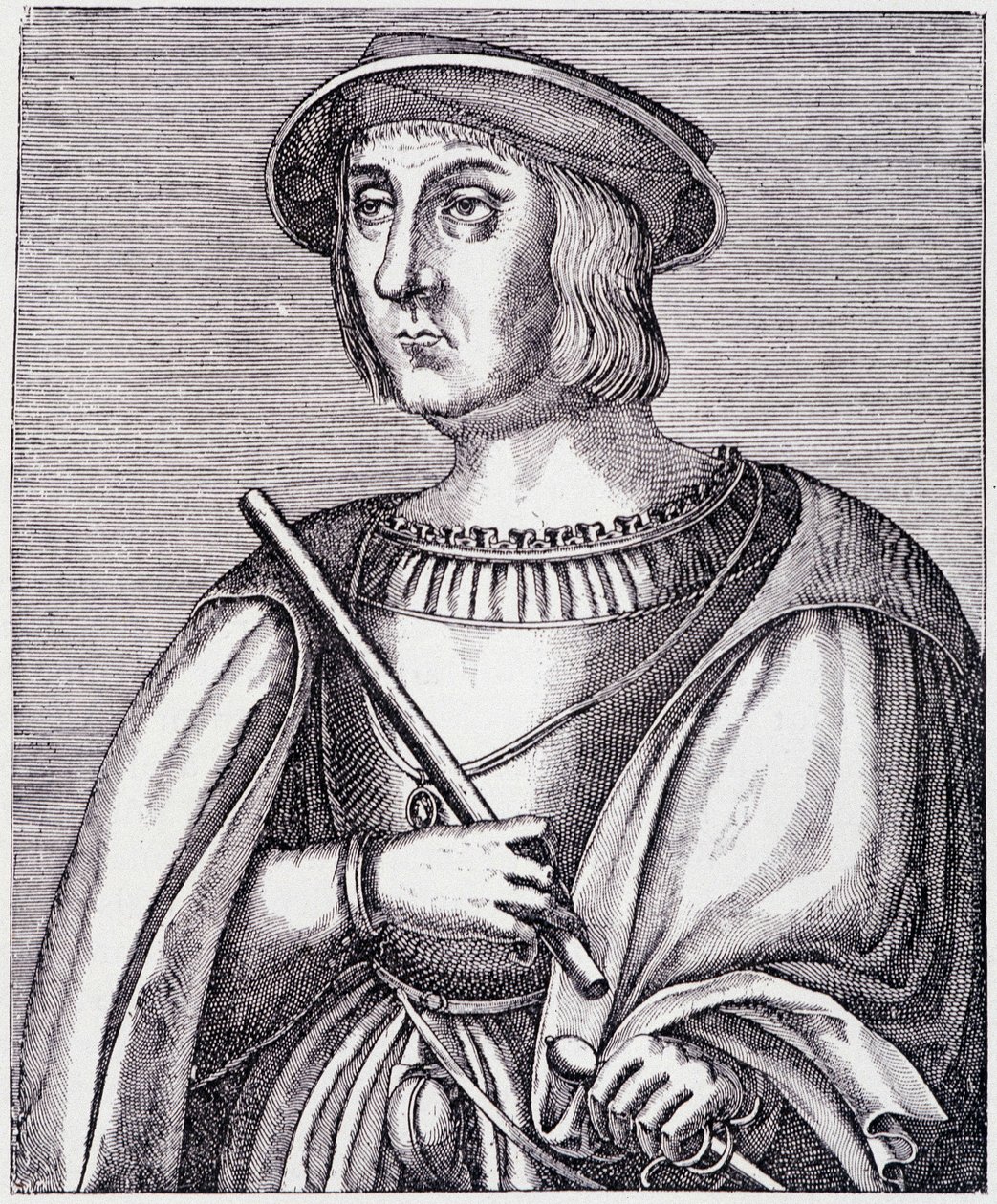Retrato de Jacques II de Chabannes (La Palice) (1470-1525) grabado de "Louis XII et Anne de Bretagne" de Paul Lacroix, ed. Georges Hurtrel de French School