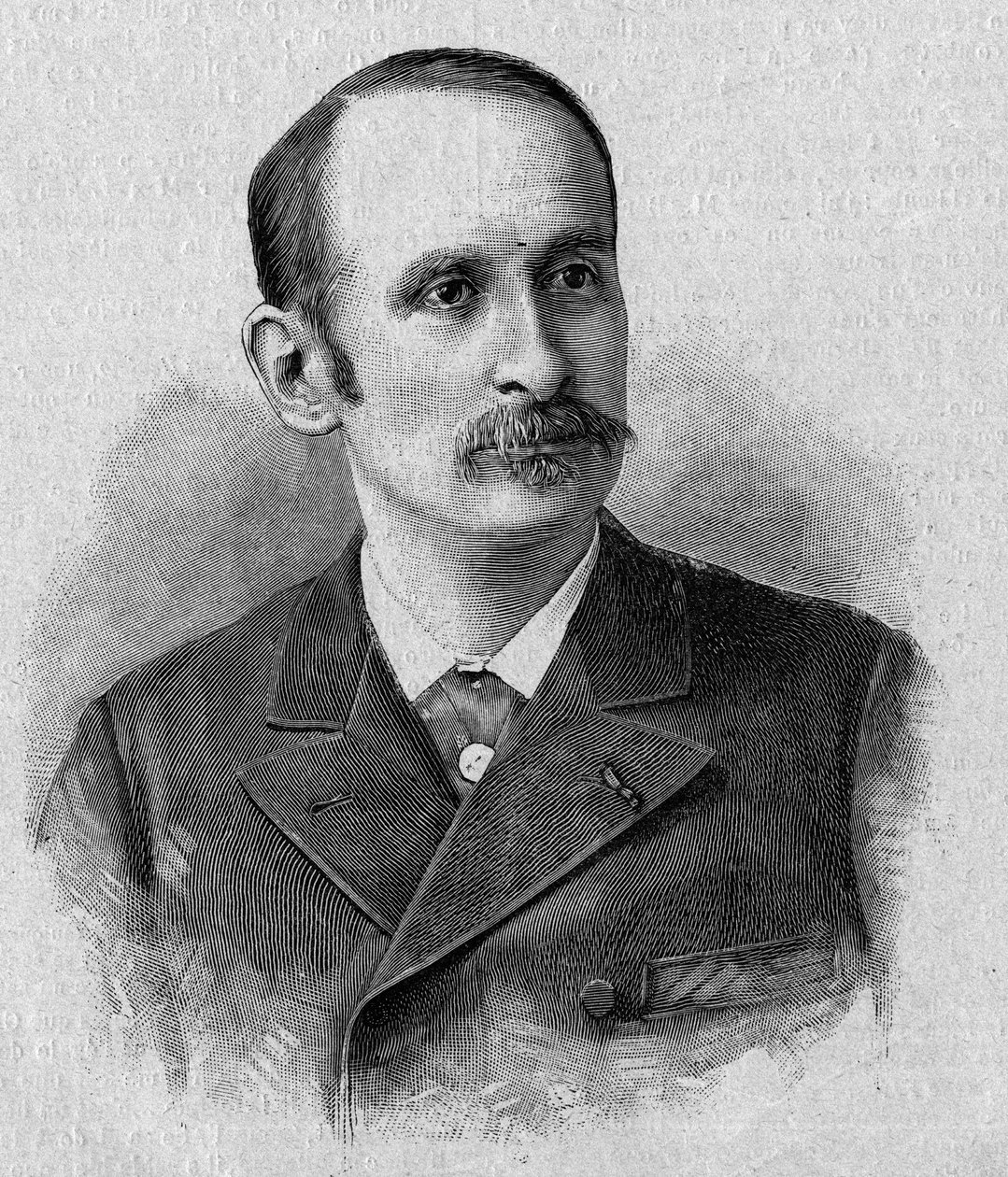 Retrato de Jacques Marie Eugene Godefroy-Cavaignac (1853-1905), político francés, ministro de guerra en 1895. Grabado en “La gazette du dimanche” del 14 de noviembre de 1895 de French School