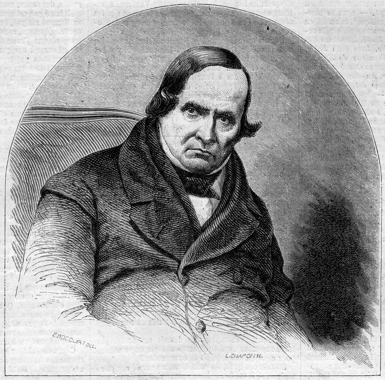 Retrato de Jean Baptiste (Giovanni Battista) Niccolini (1782-1861), poeta italiano. Grabado en “Le Monde Illustré” n°234 del 5 de octubre de French School