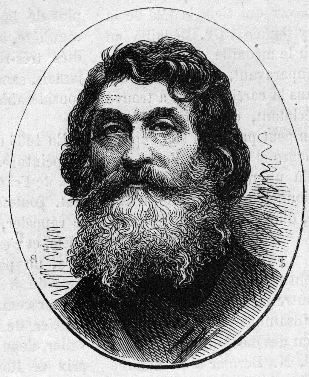 Retrato de Jean Baptiste Paul Cabet (1815-1876), escultor francés. Grabado en “Le Monde Illustré” n°890 del 2 de mayo de 1874 de French School