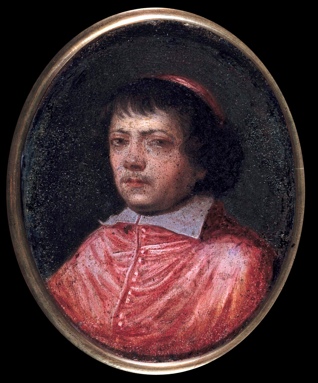 Retrato de Jean Francois Paul de Gondi (1614-1679) Cardenal de Retz, Coadjutor del Arzobispo de París, Cardenal en 1651. Miniatura del siglo XVII. Chantilly, Museo Condé de French School