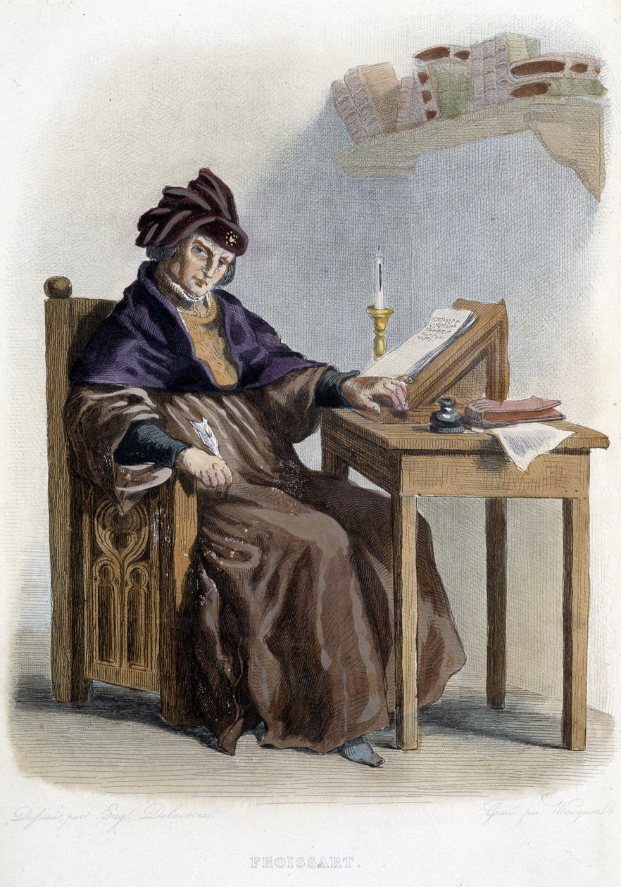 Retrato de Jean Froissart (1337-1404) en "Le Plutarque français", Ediciones Mennechet de French School