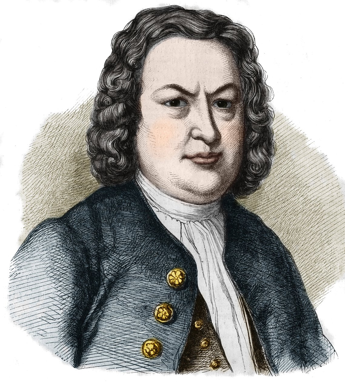 Retrato de Johann Sebastian Bach (1685-1750), compositor alemán. Grabado de 1858. de French School