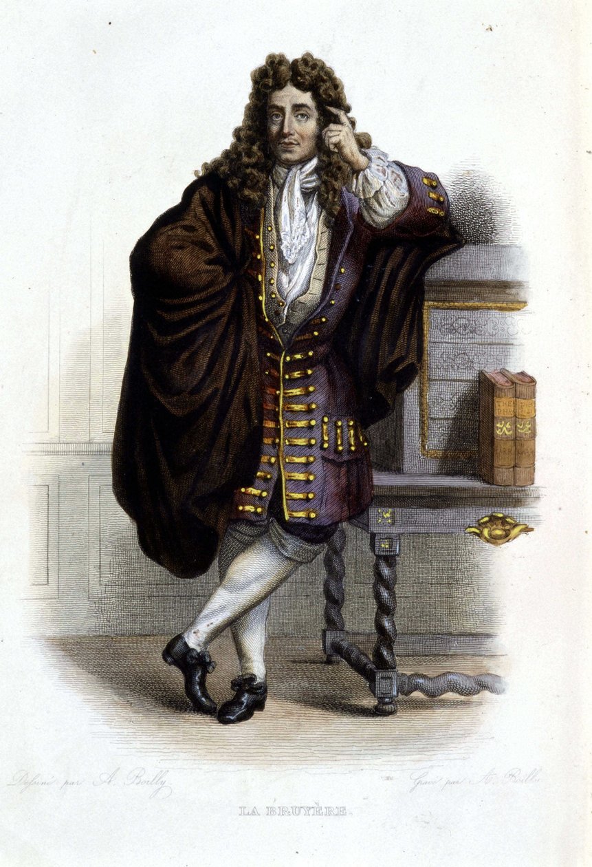 Retrato de Jean de La Bruyère, escritor y moralista francés (1645-1696) en Ed. Mennechet, "Le Plutarque français" de French School