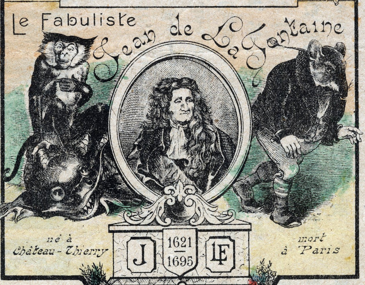 Retrato de Jean de La Fontaine (1621-95). Imágenes de Épinal finales del siglo XIX. de French School