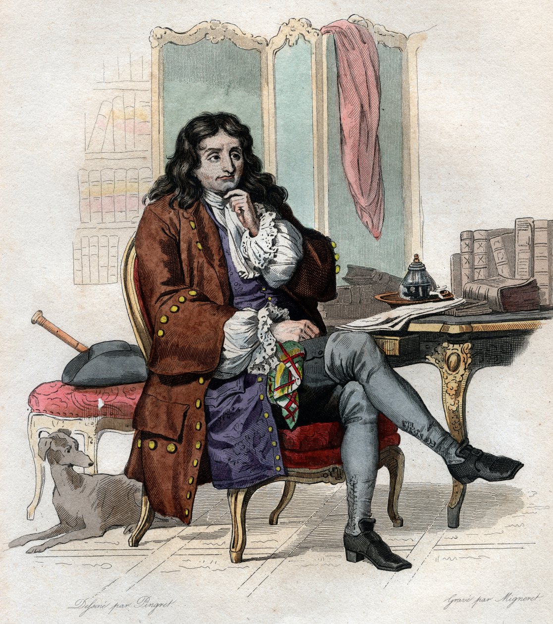 Retrato de Jean de La Fontaine (Lafontaine) (1621-1695), fabulista y poeta francés de French School