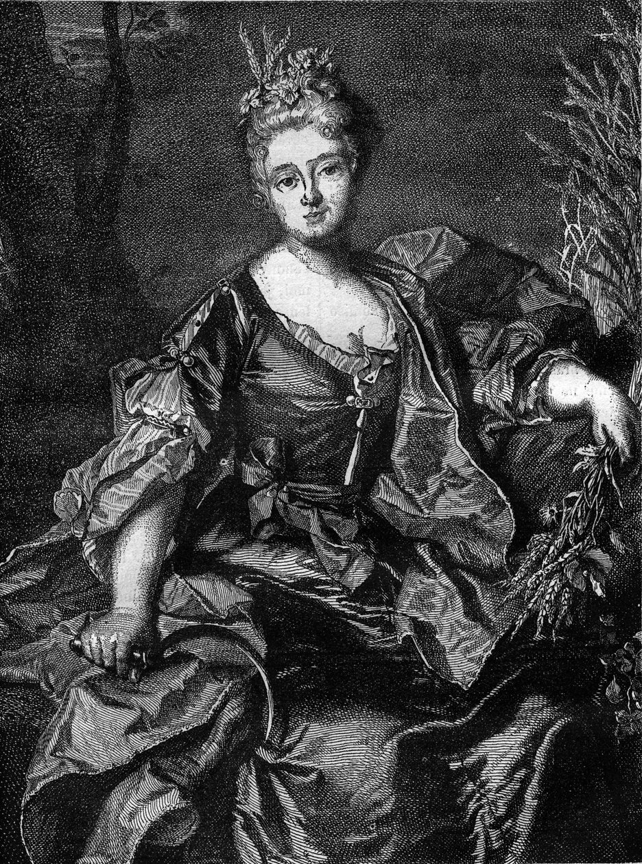 Retrato de Jeanne Becu, Condesa (o Madame) de Barry (1743-1793), última amante de Luis XV, en Ceres, diosa de la Agricultura. Grabado en “Historia de la prostitución y la depravación en los pueblos del mundo desde la antigüedad hasta nuestros días” por el  de French School