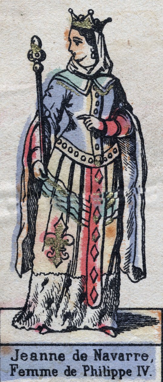 Retrato de Juana I de Navarra (1273-1304), esposa de Felipe IV de Francia. (dinastía de los Capetos). Ilustración de finales del siglo XIX. de French School