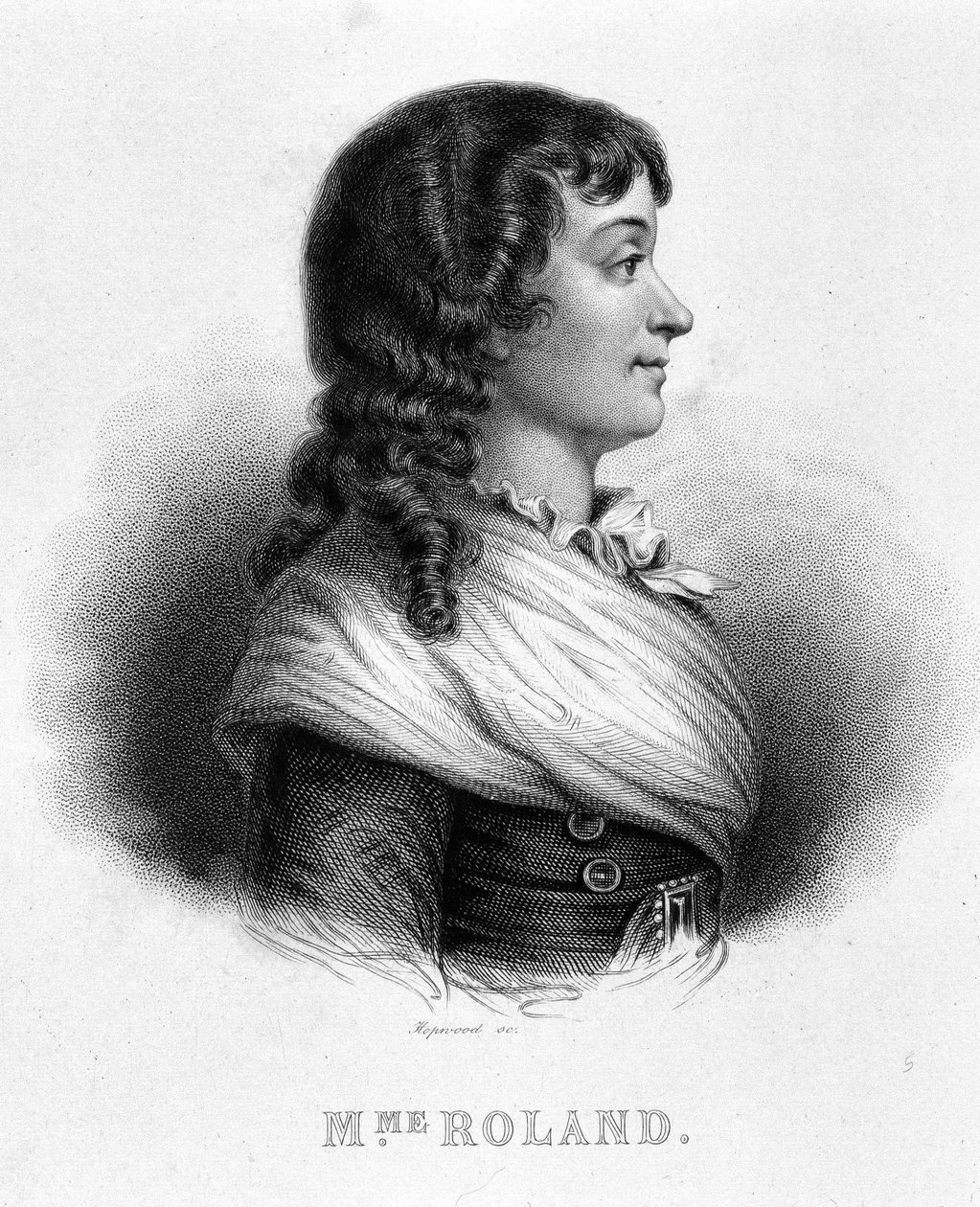 Retrato de Jeanne Marie o Manon Philipon, Madame Roland (1754 - 1793) - en "Revolución francesa" de Thiers de French School