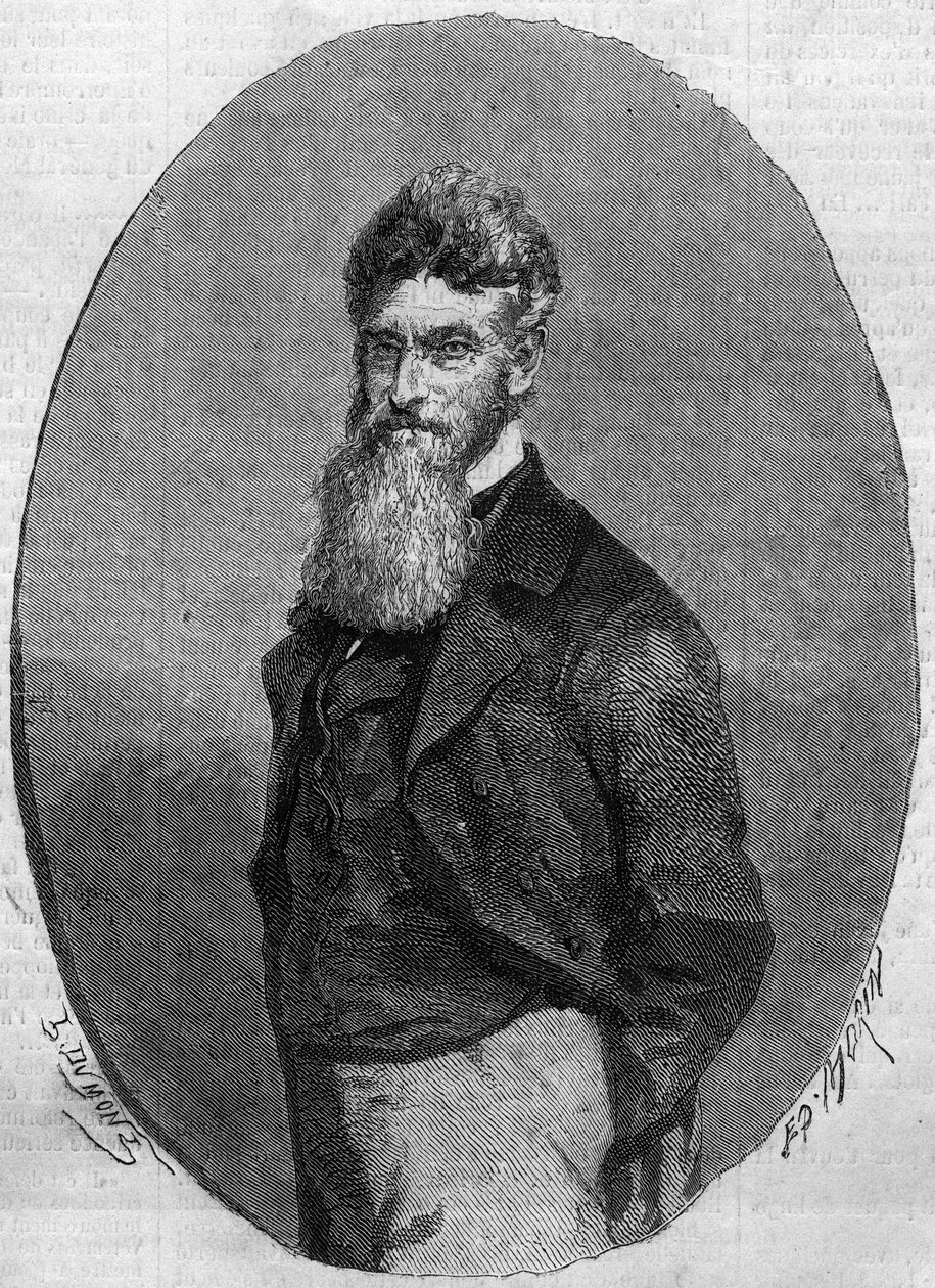 Retrato de John Brown (1800-1859), activista estadounidense contra la esclavitud. Grabado en “Le Monde Illustré” n°140 del 17 de diciembre de 1859. de French School
