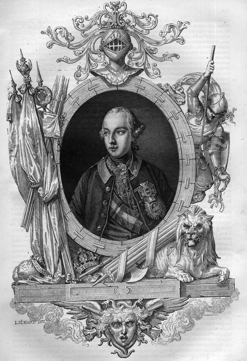 Retrato de José II (1741-1790), Emperador de Austria. Grabado en “Histoire des Papes-Rois-Reinas y Emperadores a través de los siglos” de Maurice Lachatre de French School