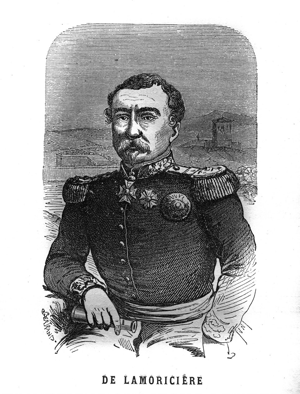Retrato de Joseph Vantini, conocido como Youssouf (1808-1866), general francés. Grabado en "Les Illustrations De L