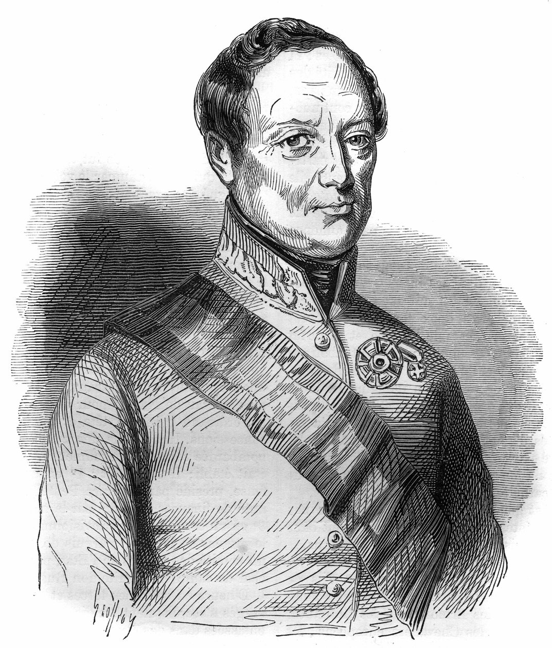 Retrato de Joseph Wenzel Radetzky von Radetz (o Conde Joseph Radetzky (1766-1858) mariscal austriaco. Grabado en “Historia de los Papas-Reyes-Reinas y Emperadores a través de los siglos” por Maurice Lachatre de French School